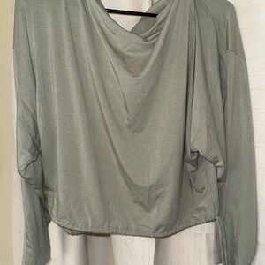 Athleta Green Draped Blouse Relaxed Fit